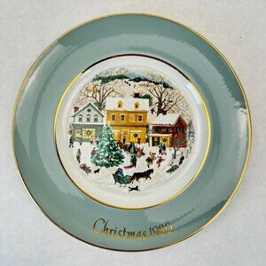 Vtg Avon Christmas Plate 1980 "Country Christmas" By Enoch Wedgwood Eighth 9"